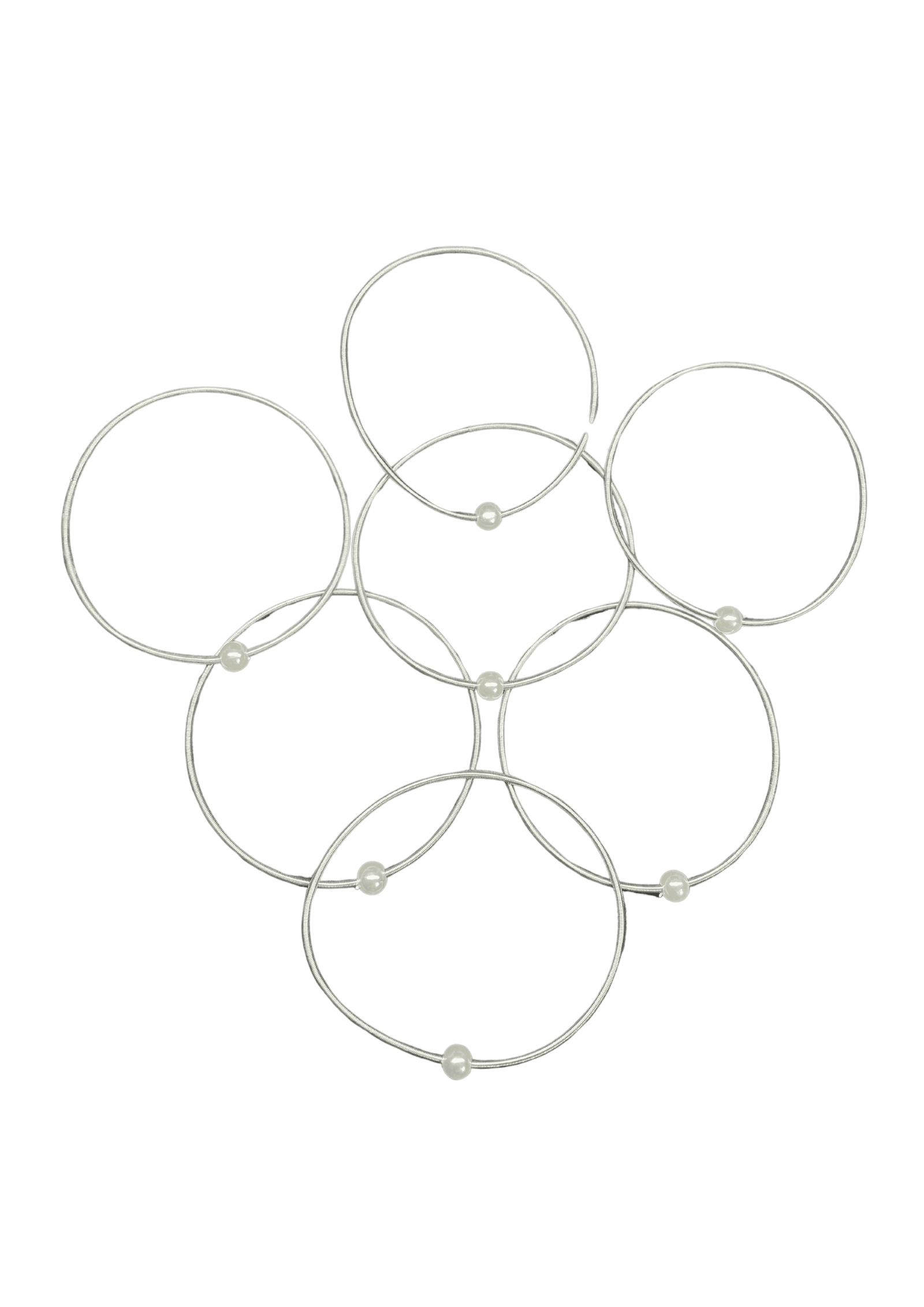 Graceful Silver Pearl Bangles (Pack of 6)